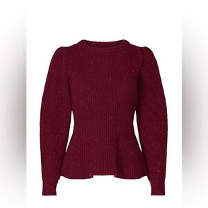 La Vie Rebecca Taylor Red Ribbed Peplum Sweater
Size Large